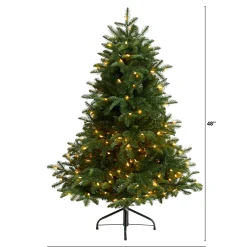 Nearly Natural 5 And 5.5 Feet Tall></noscript>5' Pre-Lit Flocked North Carolina Fir Artificial Christmas Tree, Warm White Lights