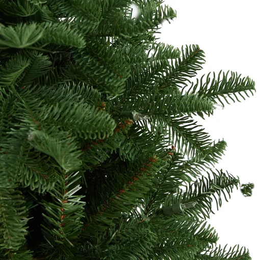 Nearly Natural 5 And 5.5 Feet Tall>5' Pre-Lit Flocked North Carolina Fir Artificial Christmas Tree, Warm White Lights