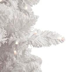 Northlight 9 And 9.5 Feet Tall></noscript>9' Pre-Lit Flocked Norway White Pine Artificial Christmas Tree, Warm White Led Lights