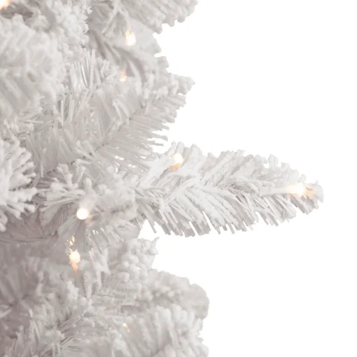 Northlight 9 And 9.5 Feet Tall>9' Pre-Lit Flocked Norway White Pine Artificial Christmas Tree, Warm White Led Lights