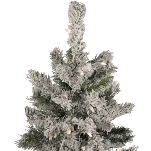 Northlight 4 And 4.5 Feet Tall>4.5' Pre-Lit Flocked Pine Medium Artificial Christmas Tree - Clear Lights