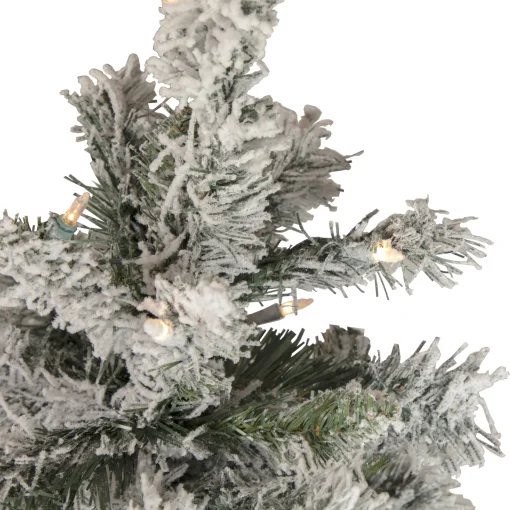 Northlight 4 And 4.5 Feet Tall>4.5' Pre-Lit Flocked Pine Medium Artificial Christmas Tree - Clear Lights