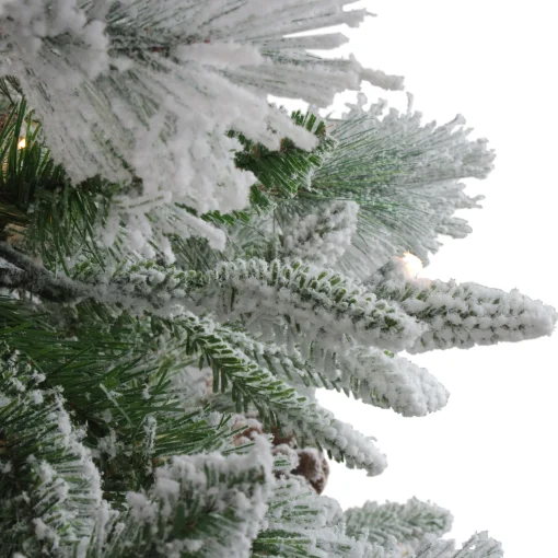 Northlight Pre-Lit Traditional Trees>7.5' Pre-Lit Flocked Rosemary Emerald Angel Pine Artificial Christmas Tree - Clear Led Lights