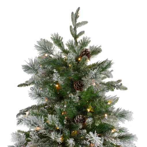 Northlight Pre-Lit Traditional Trees>7.5' Pre-Lit Flocked Rosemary Emerald Angel Pine Artificial Christmas Tree - Clear Led Lights