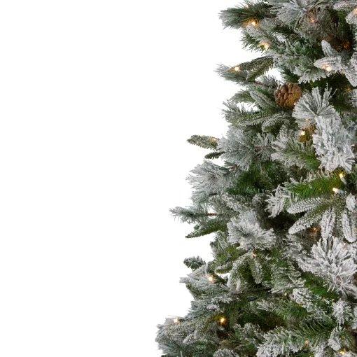 Northlight Pre-Lit Traditional Trees>7.5' Pre-Lit Flocked Rosemary Emerald Angel Pine Artificial Christmas Tree - Clear Led Lights