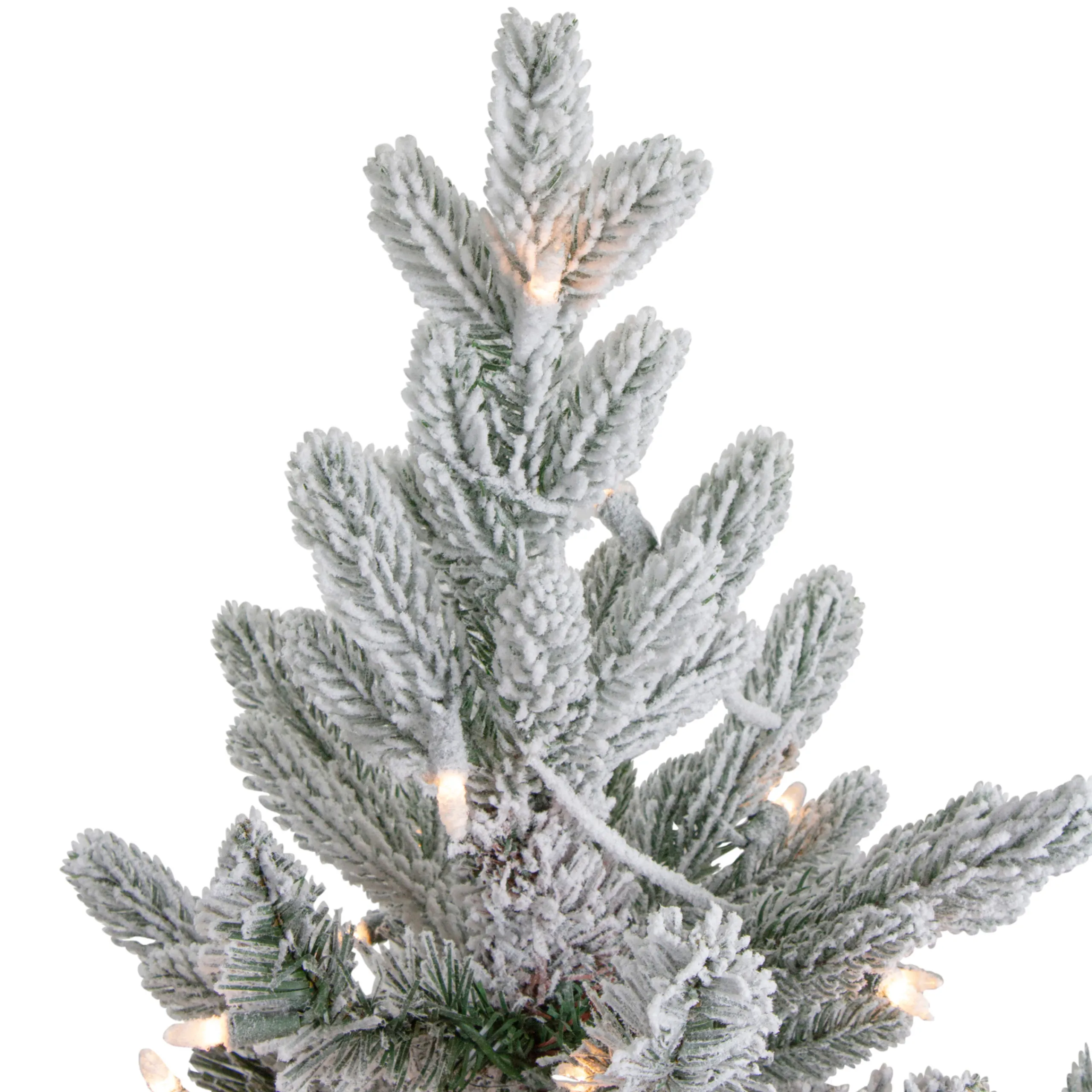 Northlight 4 And 4.5 Feet Tall>4' Pre-Lit Flocked Saratoga Spruce Artificial Christmas Tree In Pot - Clear Lights
