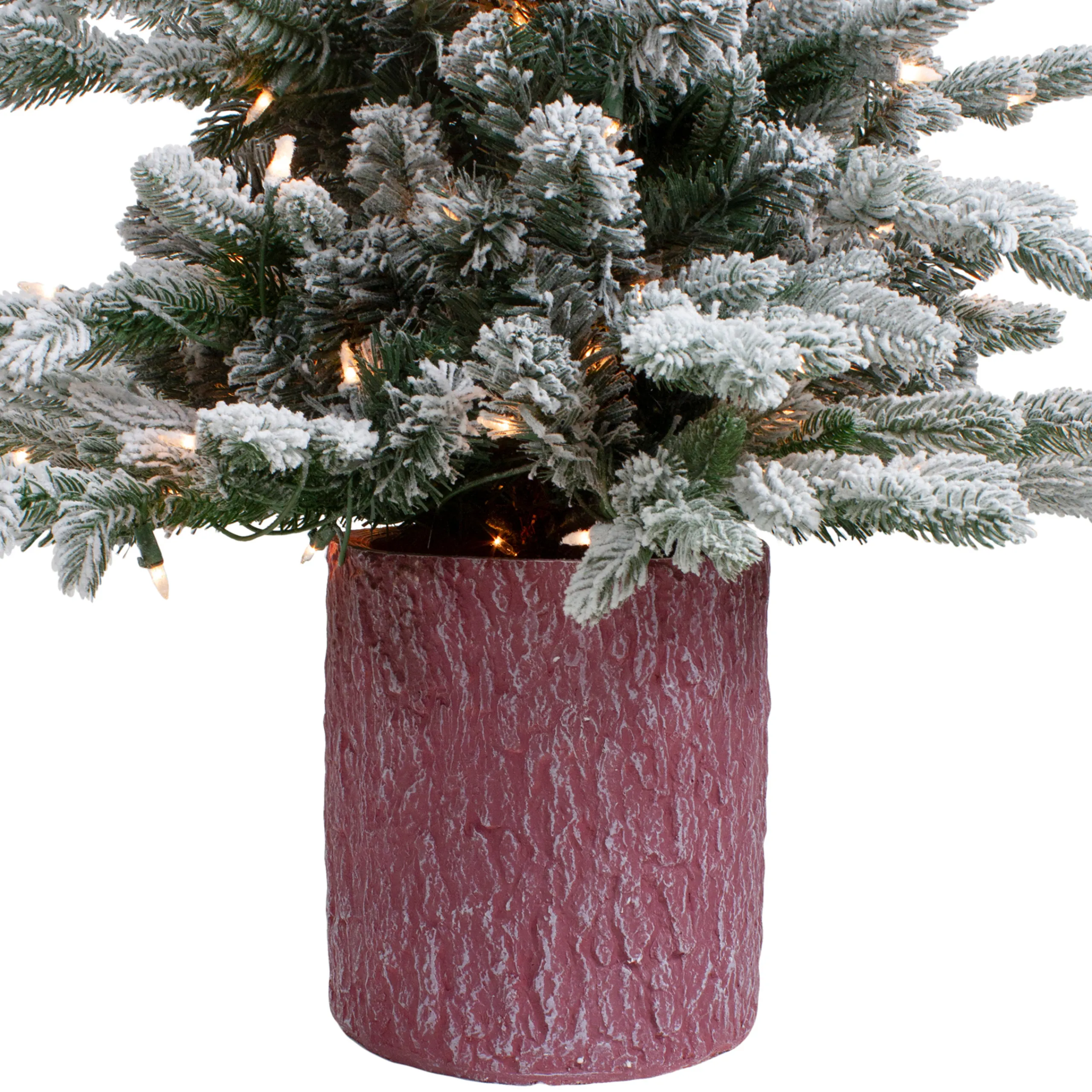 Northlight 4 And 4.5 Feet Tall>4' Pre-Lit Flocked Saratoga Spruce Artificial Christmas Tree In Pot - Clear Lights