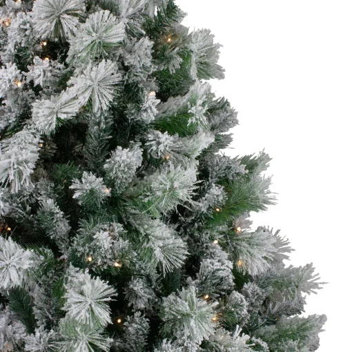 Northlight 7 And 7.5 Feet Tall>7.5' Pre-Lit Flocked Somerset Spruce Artificial Christmas Tree - Clear Lights