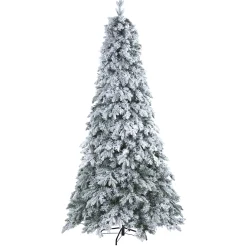 Nearly Natural 8 And 8.5 Feet Tall></noscript>8' Pre-Lit Flocked Vermont Pine Artificial Christmas Tree, Warm Clear Led Lights