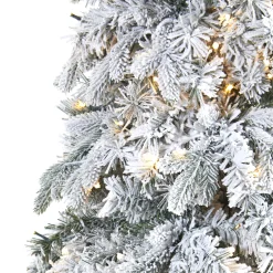 Nearly Natural 8 And 8.5 Feet Tall></noscript>8' Pre-Lit Flocked Vermont Pine Artificial Christmas Tree, Warm Clear Led Lights