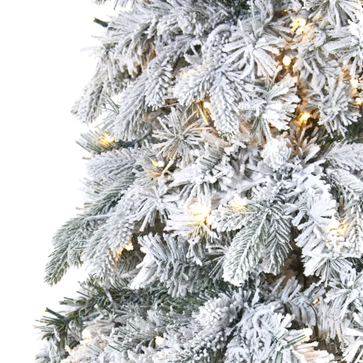 Nearly Natural 8 And 8.5 Feet Tall>8' Pre-Lit Flocked Vermont Pine Artificial Christmas Tree, Warm Clear Led Lights
