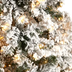 Nearly Natural 10 To 14 Feet Tall></noscript>10' Pre-Lit Flocked West Virginia Fir Artificial Christmas Tree, Warm Clear Led Lights
