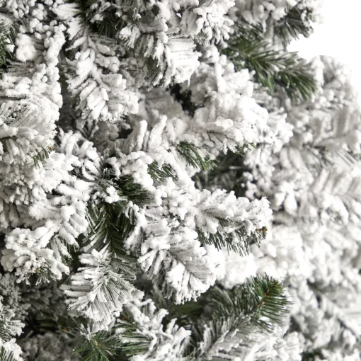 Nearly Natural 10 To 14 Feet Tall>10' Pre-Lit Flocked West Virginia Fir Artificial Christmas Tree, Warm Clear Led Lights