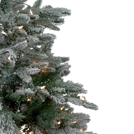 Northlight 4 And 4.5 Feet Tall>4.5' Pre-Lit Flocked Whistler Noble Fir Artificial Christmas Tree, Clear Lights