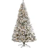 Nearly Natural 10 To 14 Feet Tall>10' Pre-Lit Flocked White River Mountain Artificial Christmas Tree, Warm Clear Led Lights