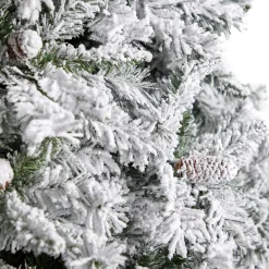 Nearly Natural 10 To 14 Feet Tall></noscript>10' Pre-Lit Flocked White River Mountain Artificial Christmas Tree, Warm Clear Led Lights