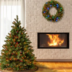 National Tree Company 4 And 4.5 Feet Tall></noscript>4.5' Pre-Lit Full Downswept Douglas Fir Artificial Christmas Tree, Multi-Color Lights