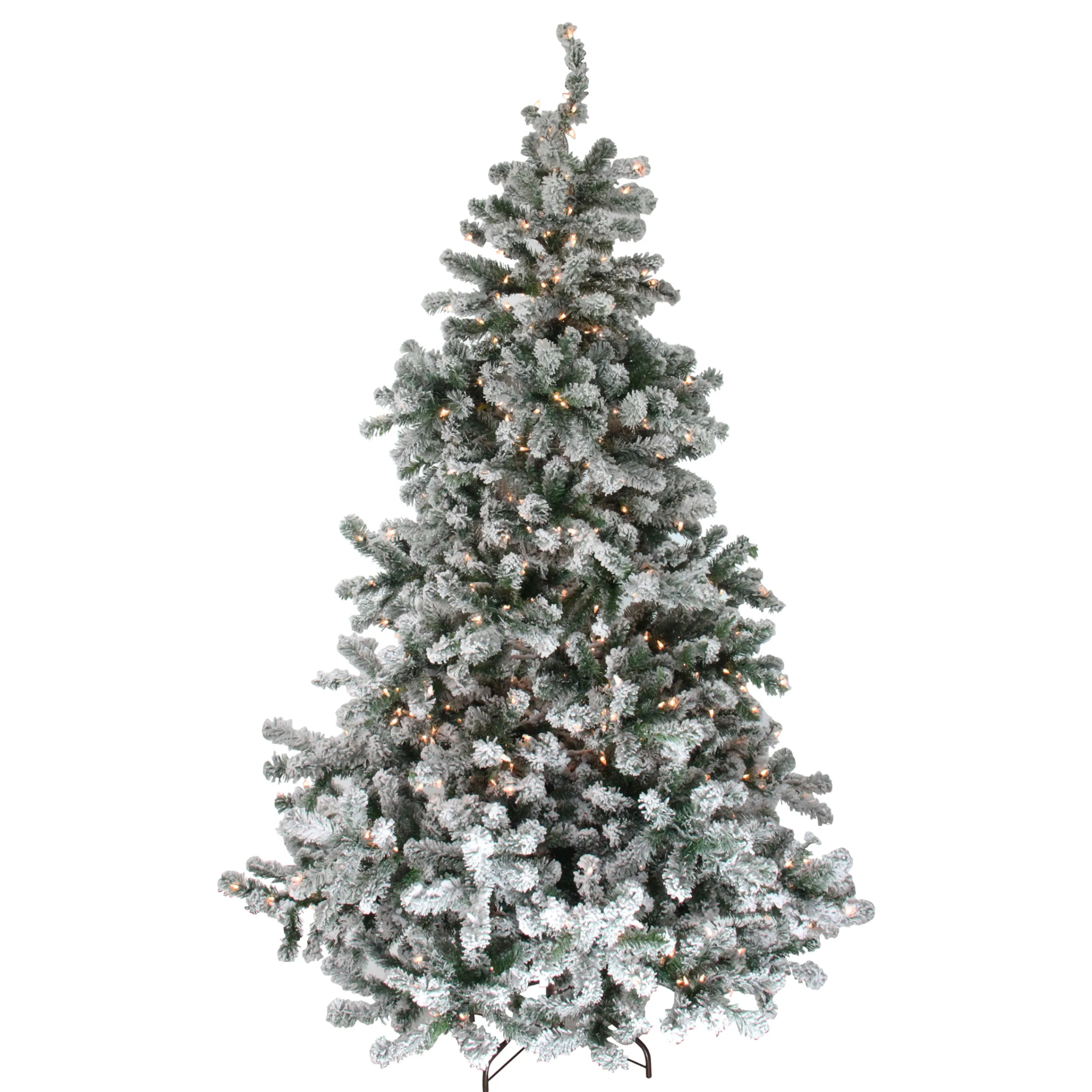 Northlight 7 And 7.5 Feet Tall>7.5' Pre-Lit Full Flocked Natural Emerald Artificial Christmas Tree - Warm Clear Lights