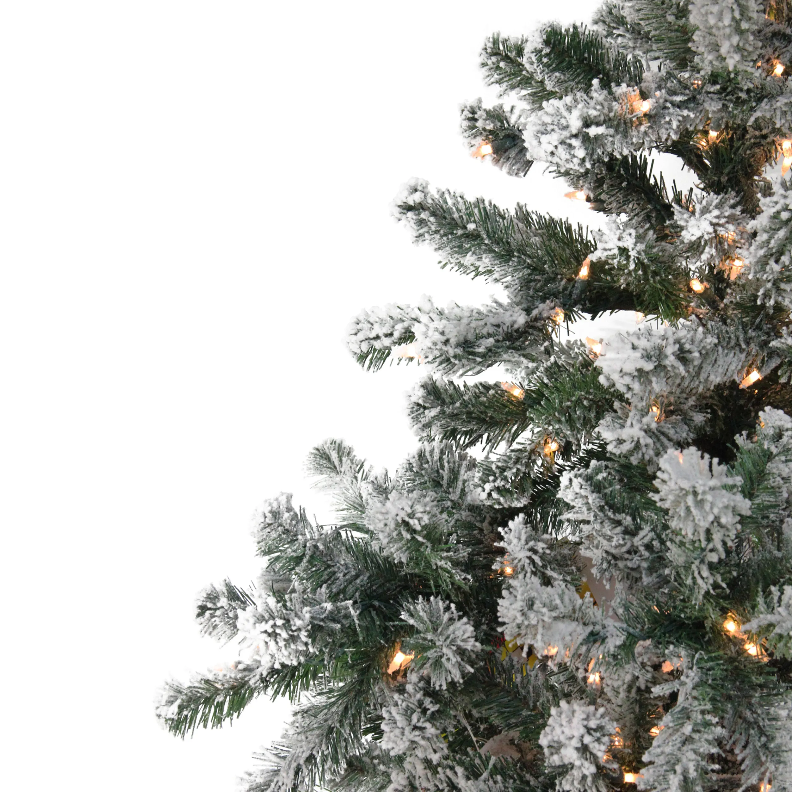 Northlight 7 And 7.5 Feet Tall>7.5' Pre-Lit Full Flocked Natural Emerald Artificial Christmas Tree - Warm Clear Lights