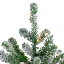 Northlight 4 And 4.5 Feet Tall></noscript>4.5' Pre-Lit Full Flocked Natural Emerald Artificial Christmas Tree - Warm Clear Lights