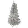 Northlight 7 And 7.5 Feet Tall>7.5' Pre-Lit Full Metallic Tinsel Artificial Christmas Tree, Clear Lights