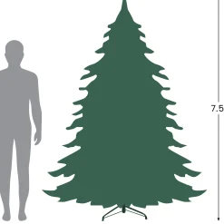 Northlight 7 And 7.5 Feet Tall></noscript>7.5' Pre-Lit Full Metallic Tinsel Artificial Christmas Tree, Clear Lights