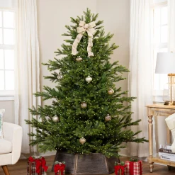 Northlight 6 And 6.5 Feet Tall>6.5' Pre-Lit Full Oregon Noble Fir Artificial Christmas Tree - Warm White Led Lights