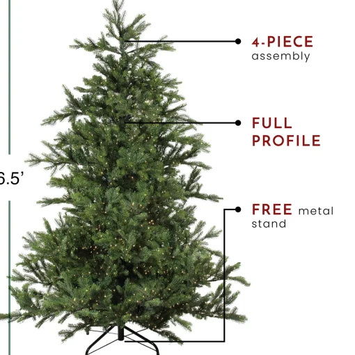 Northlight 6 And 6.5 Feet Tall>6.5' Pre-Lit Full Oregon Noble Fir Artificial Christmas Tree - Warm White Led Lights