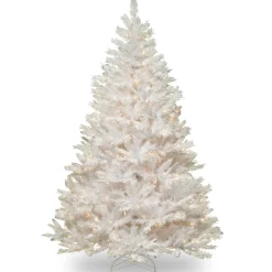National Tree Company White Trees>7.5' Pre-Lit Full Winchester Pine Christmas Tree, Multicolor Lights