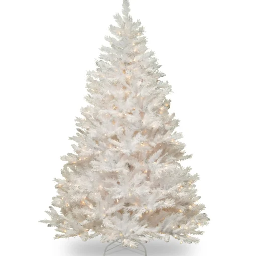 National Tree Company White Trees>7.5' Pre-Lit Full Winchester Pine Christmas Tree, Multicolor Lights