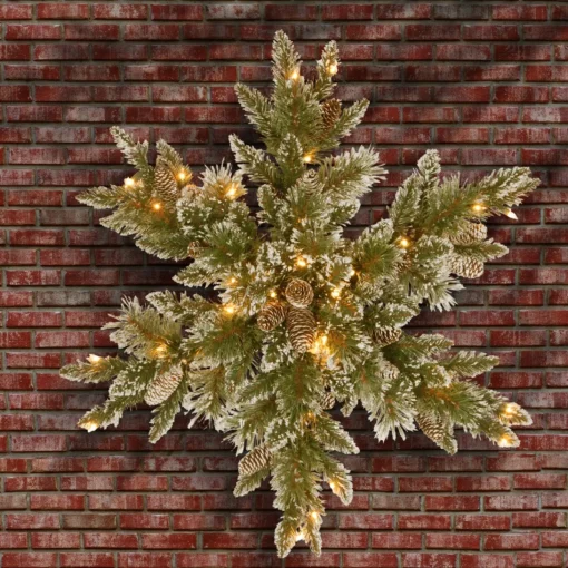 Pre-Lit Swags*National Tree Company 32" Pre-Lit Glittery Bristle Pine Snowflake, Led Lights
