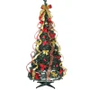 Northlight 6 And 6.5 Feet Tall>6' Pre-Lit Gold And Red Pre-Decorated Pop-Up Artificial Christmas Tree, Clear Lights