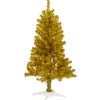 Northlight 4 And 4.5 Feet Tall>4' Pre-Lit Gold Iridescent Tinsel Slim Artificial Christmas Tree, Clear Lights