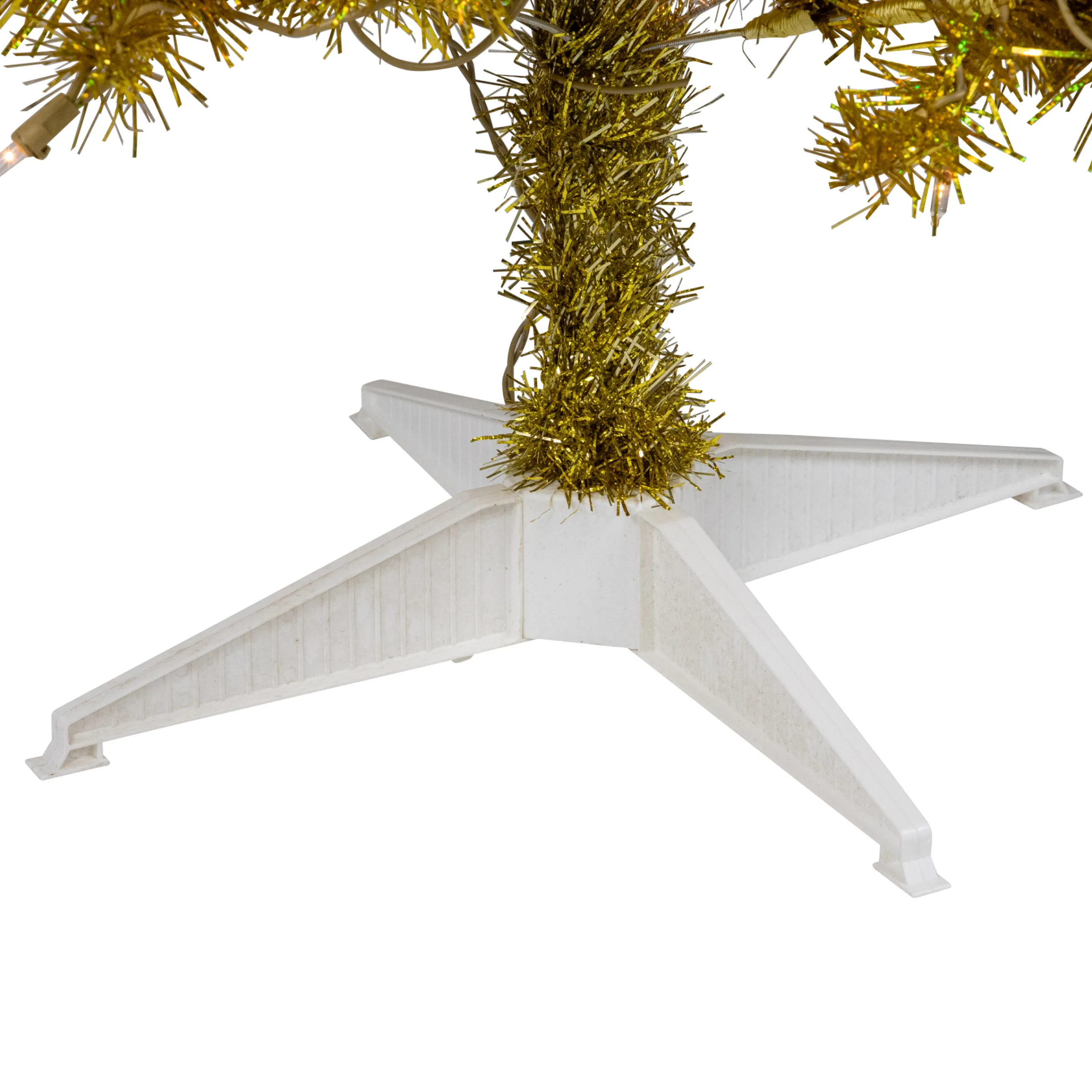 Northlight 4 And 4.5 Feet Tall>4' Pre-Lit Gold Iridescent Tinsel Slim Artificial Christmas Tree, Clear Lights