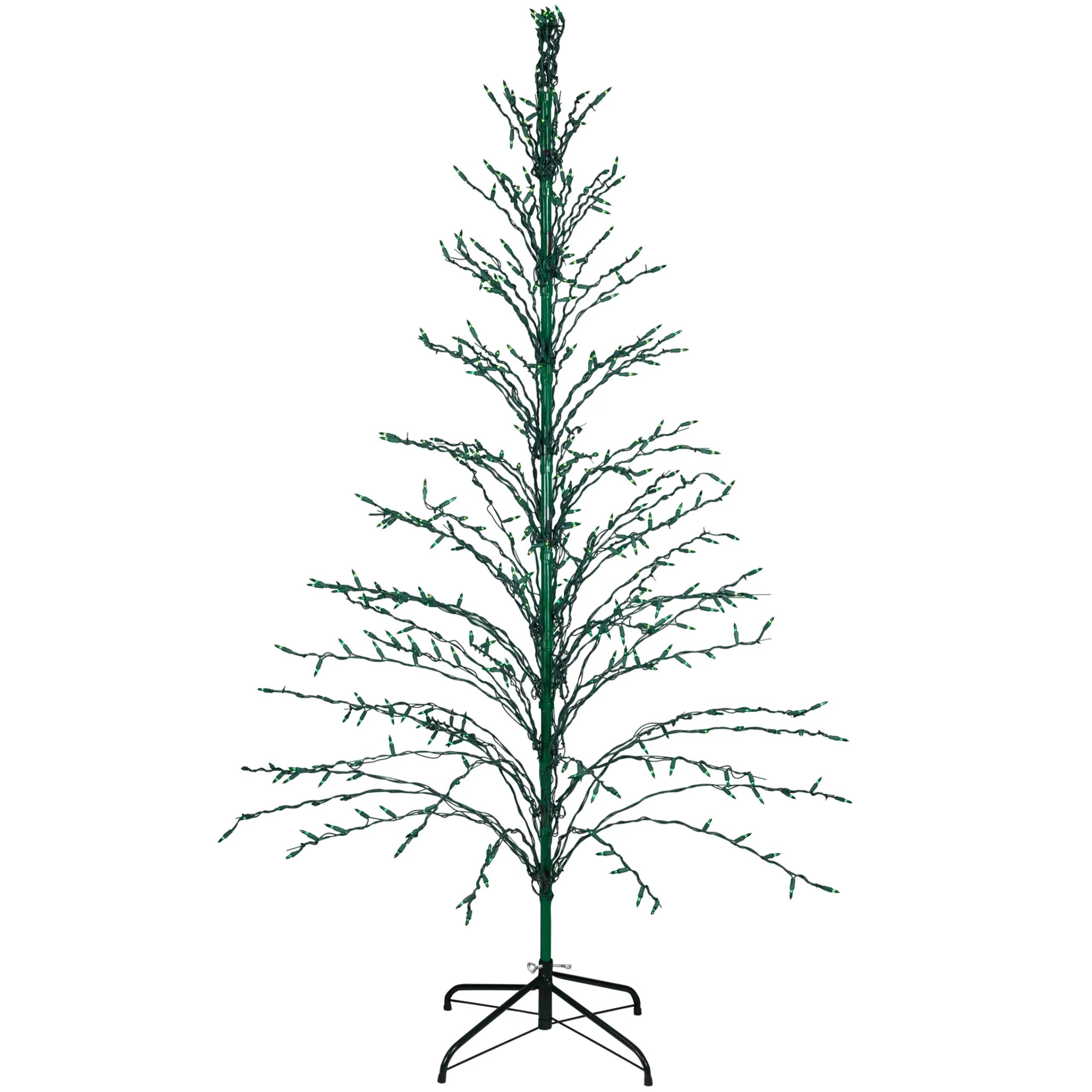 Northlight Yard Art Trees>6' Pre-Lit Green Cascade Twig Tree Christmas Outdoor Decor - Green Lights