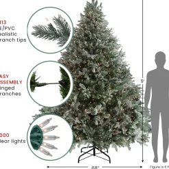 Northlight 9 And 9.5 Feet Tall></noscript>9' Pre-Lit Green Flocked Jasper Balsam Fir Artificial Christmas Tree - Clear Lights