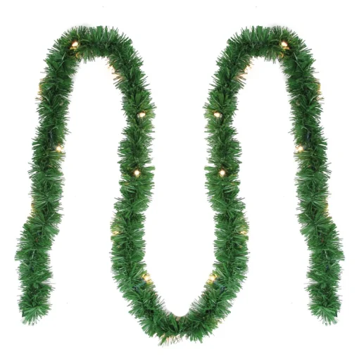 Pre-Lit Garland*Brite Star 12' Pre-Lit Green Pine Artificial Christmas Garland - Clear Lights