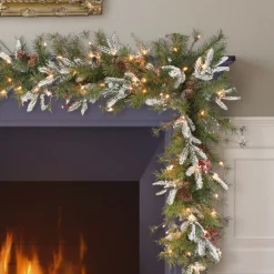 Pre-Lit Swags*CC Christmas Decor 6' Pre-Lit Green Pine With Berries Artificial Christmas Teardrop Swag, Clear Lights