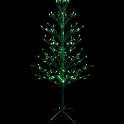Northlight Yard Art Trees>4' Pre-Lit Green Slim Profile Cascade Twig Christmas Tree - Green Lights
