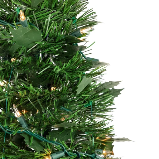 Northlight Pop Up Trees>4' Pre-Lit Green Tinsel Pop-Up Artificial Christmas Tree, Clear Lights