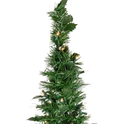 Northlight Pop Up Trees></noscript>4' Pre-Lit Green Tinsel Pop-Up Artificial Christmas Tree, Clear Lights