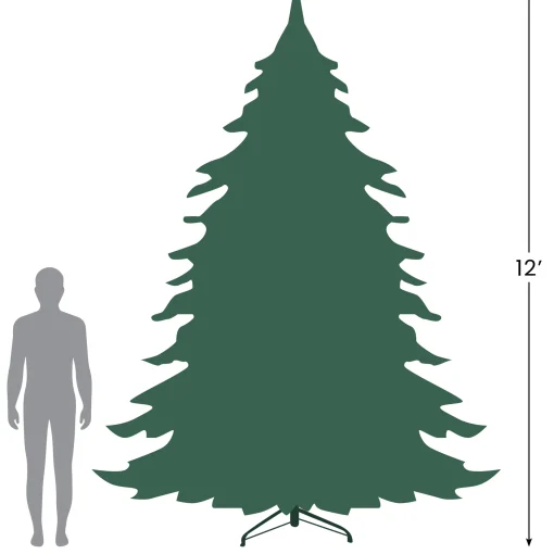 Northlight Pre-Lit Traditional Trees>12' Pre-Lit Heavily Flocked Pine Medium Artificial Christmas Tree - Clear Lights