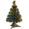 National Tree Company 2.5 Feet Tall And Smaller>18" Pre-Lit Ice Artificial Fiber Optic Christmas Tree, Multicolor Led Lights