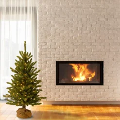 National Tree Company Potted Trees></noscript>4' Pre-Lit Kensington Burlap Artificial Christmas Tree, Clear Lights