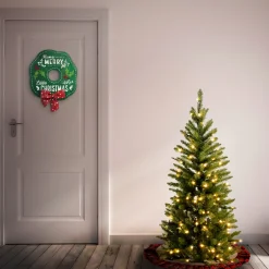 National Tree Company 4 And 4.5 Feet Tall>4.5' Pre-Lit Kingswood Fir Pencil Artificial Christmas Tree, Clear Lights