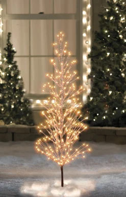 Northlight Yard Art Trees></noscript>6' Pre-Lit Led Brown Artificial Christmas Tree With Icicle Lights- Clear Lights
