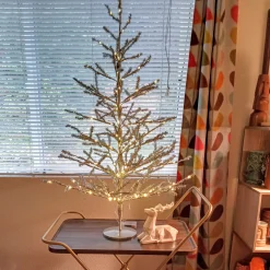 Northlight 3 And 3.5 Feet Tall></noscript>3' Pre-Lit Led Silver Tinsel Twig Artificial Christmas Tree - Clear Lights