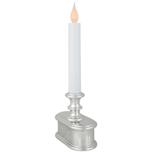 Northlight 9.25" Pre-Lit Led White And Silver Lighted Christmas Candle Lamp