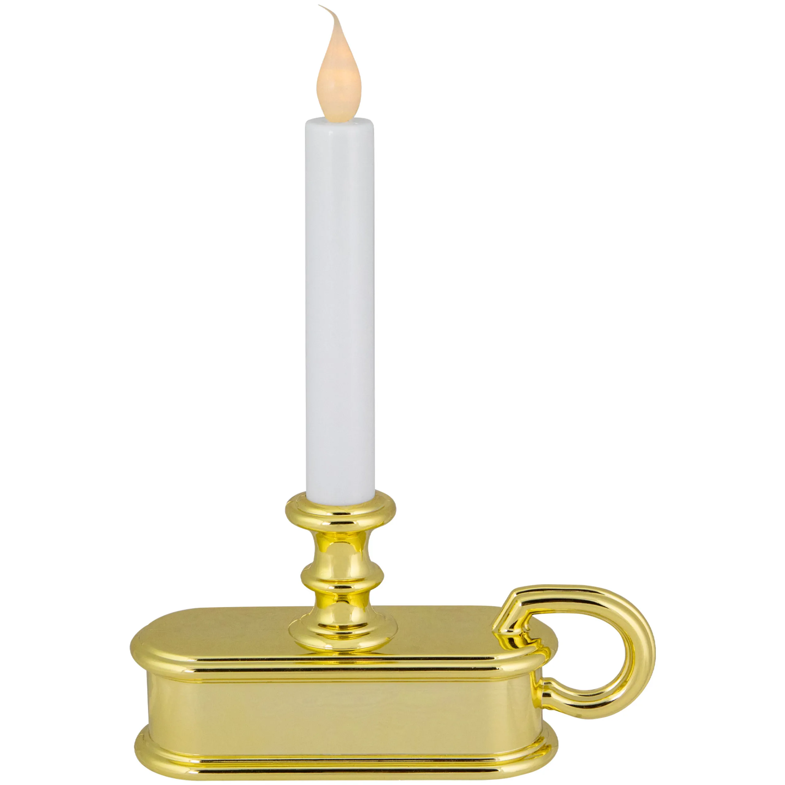 Northlight 9.5" Pre-Lit Led White Lighted Christmas Candle Lamp With Gold Handle Base
