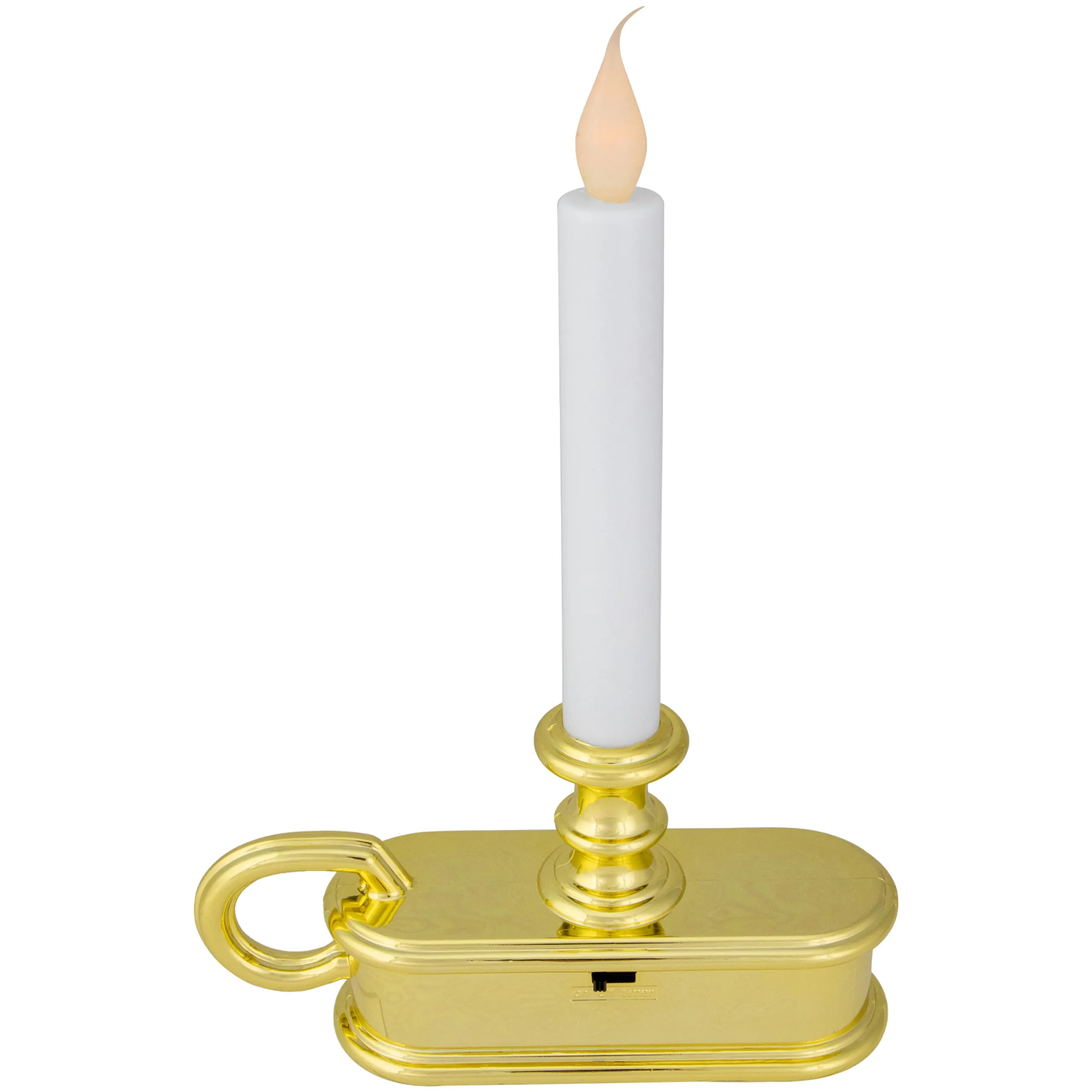 Northlight 9.5" Pre-Lit Led White Lighted Christmas Candle Lamp With Gold Handle Base